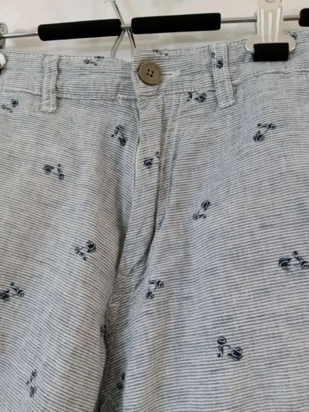Point Zero Linen Blend Shorts Men's Size 30 Waist Gray Striped Chino Shorts